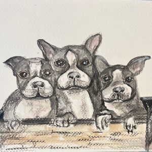 Hand painted original puppy love art wall decor painting